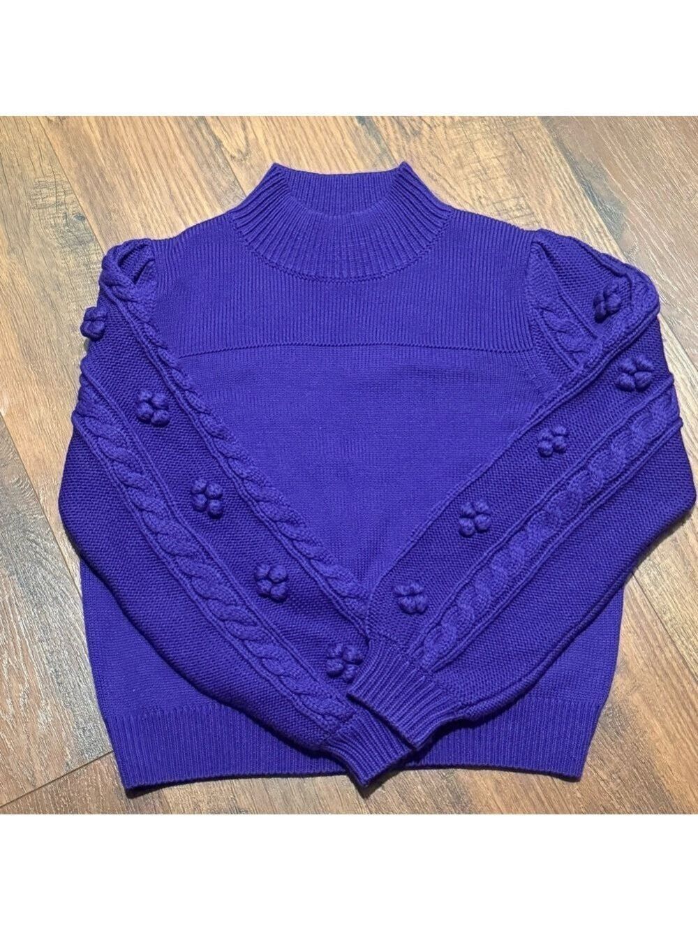 ANTHROPOLOGIE Maeve Kiara wool blend purple sweater. Size L - Picture 3 of 7